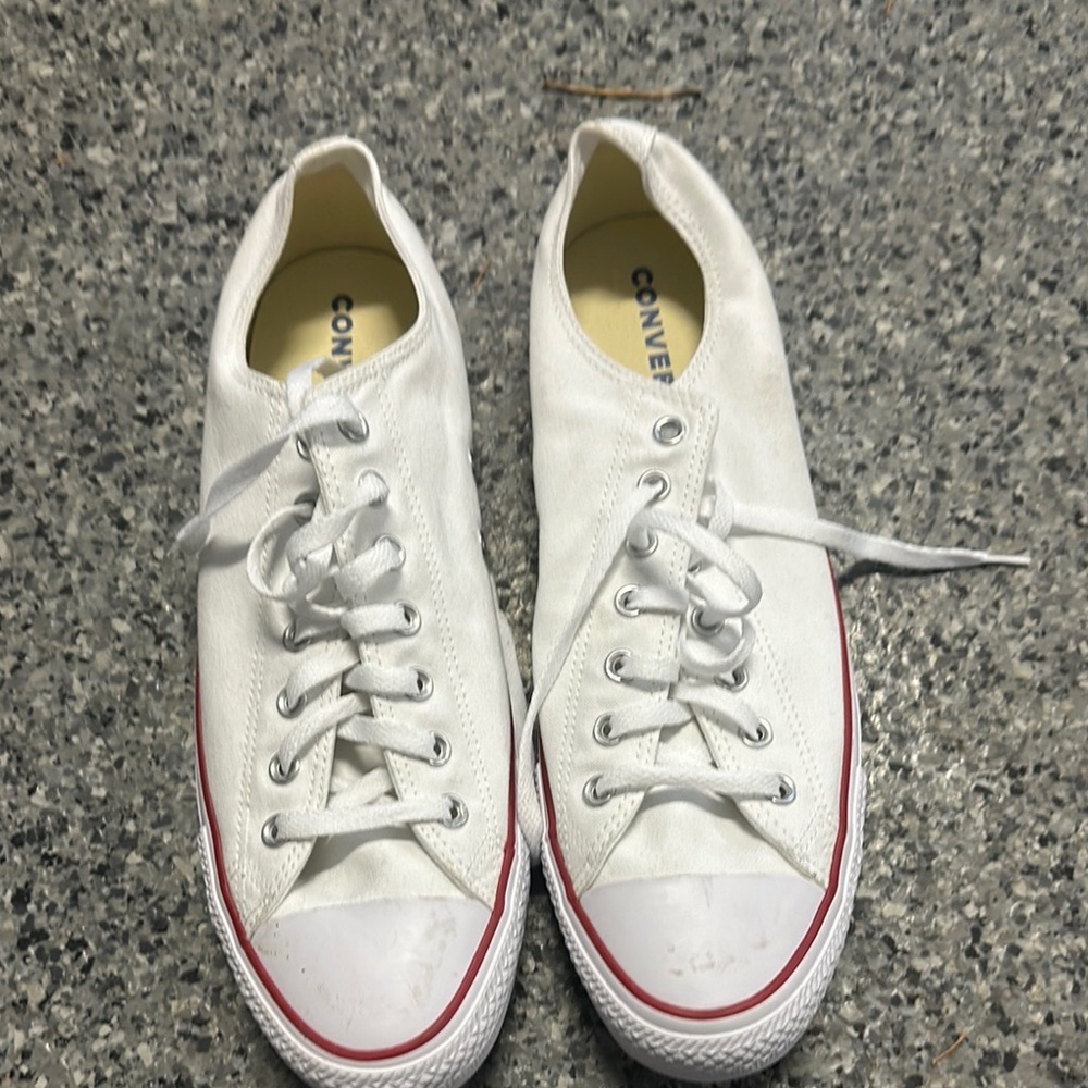 Converse White Sneakers with Red Trim